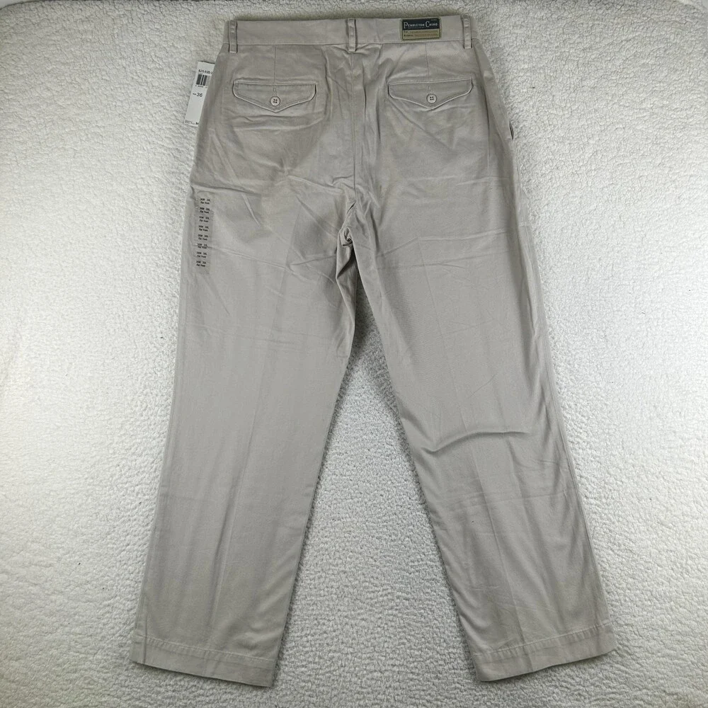 Pendleton Pants Mens 36x30 Beige Chino Flat Front Cotton Twill Straight Leg